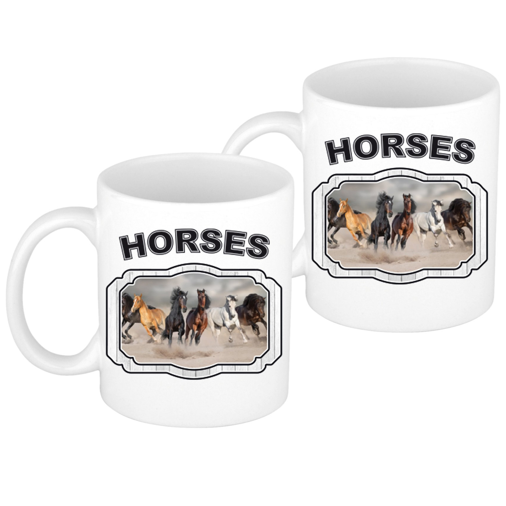 2x stuks dieren paard beker - horses/ paarden mok wit 300 ml -