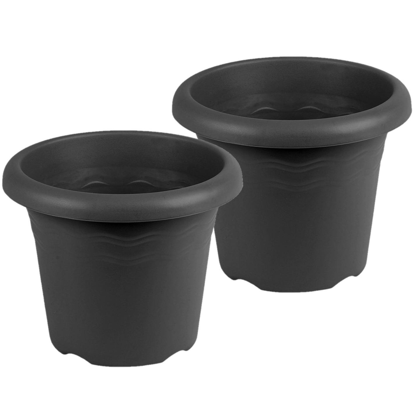10x Antraciete plantenbakken/bloempotten 26 cm rond -