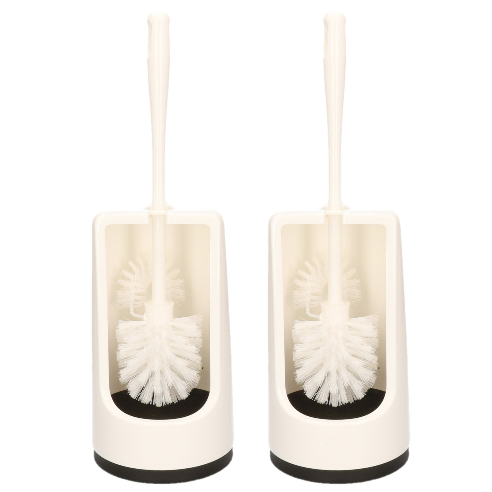 2x stuks wc-borstels/toiletborstels met randreiniger inclusief houder wit 41 cm van kunststof -