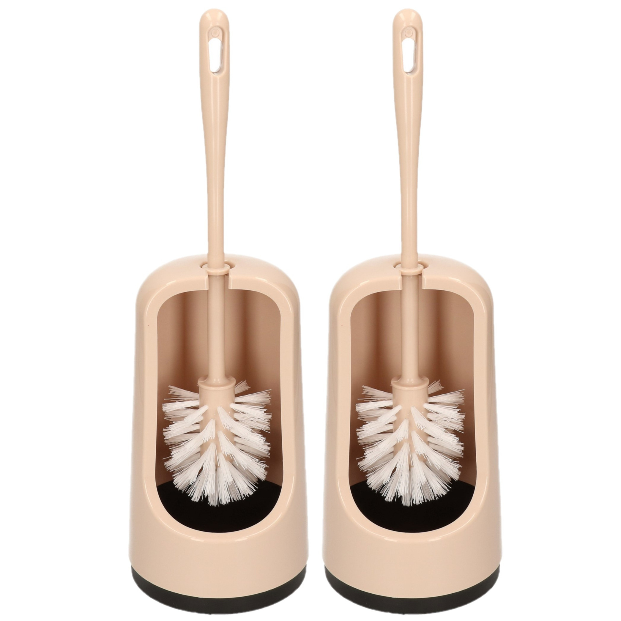 2x stuks wc-borstels/toiletborstels inclusief houder beige 41 cm van kunststof -