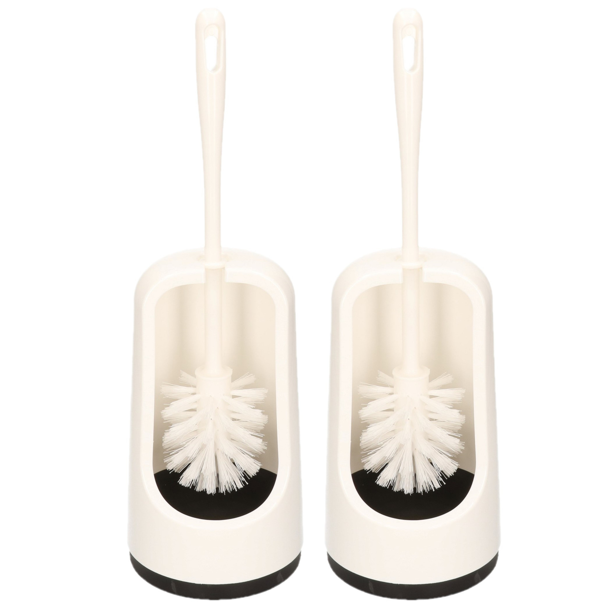 2x stuks wc-borstels/toiletborstels inclusief houder wit 41 cm van kunststof -
