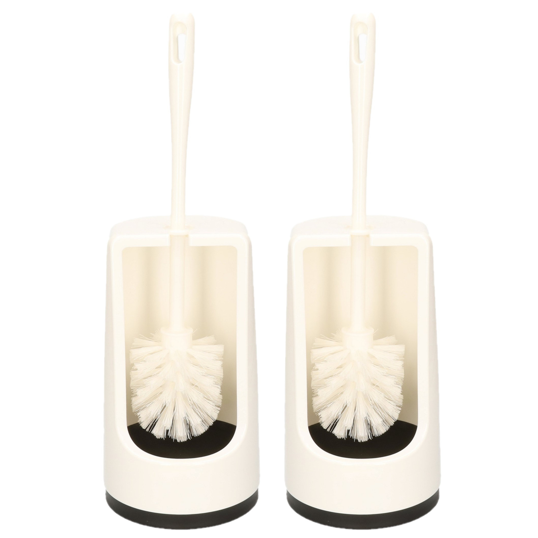 2x stuks wc-borstels/toiletborstels met houder wit 41 cm van kunststof -