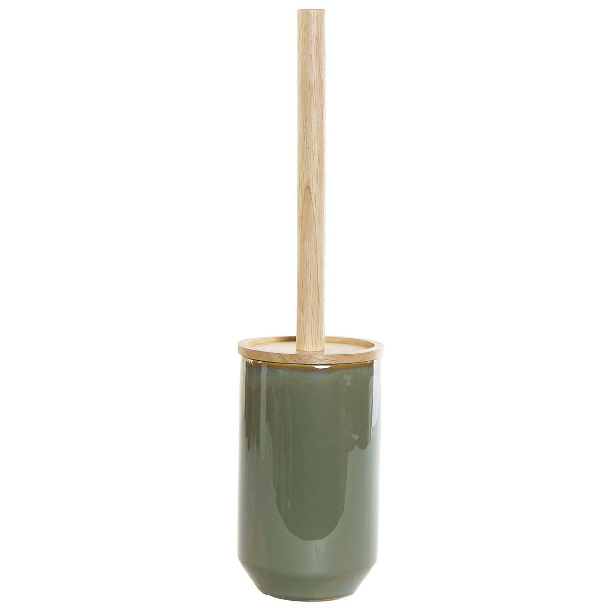 Wc/toiletborstel 42 cm met toiletborstelhouder groen geglazuurd -