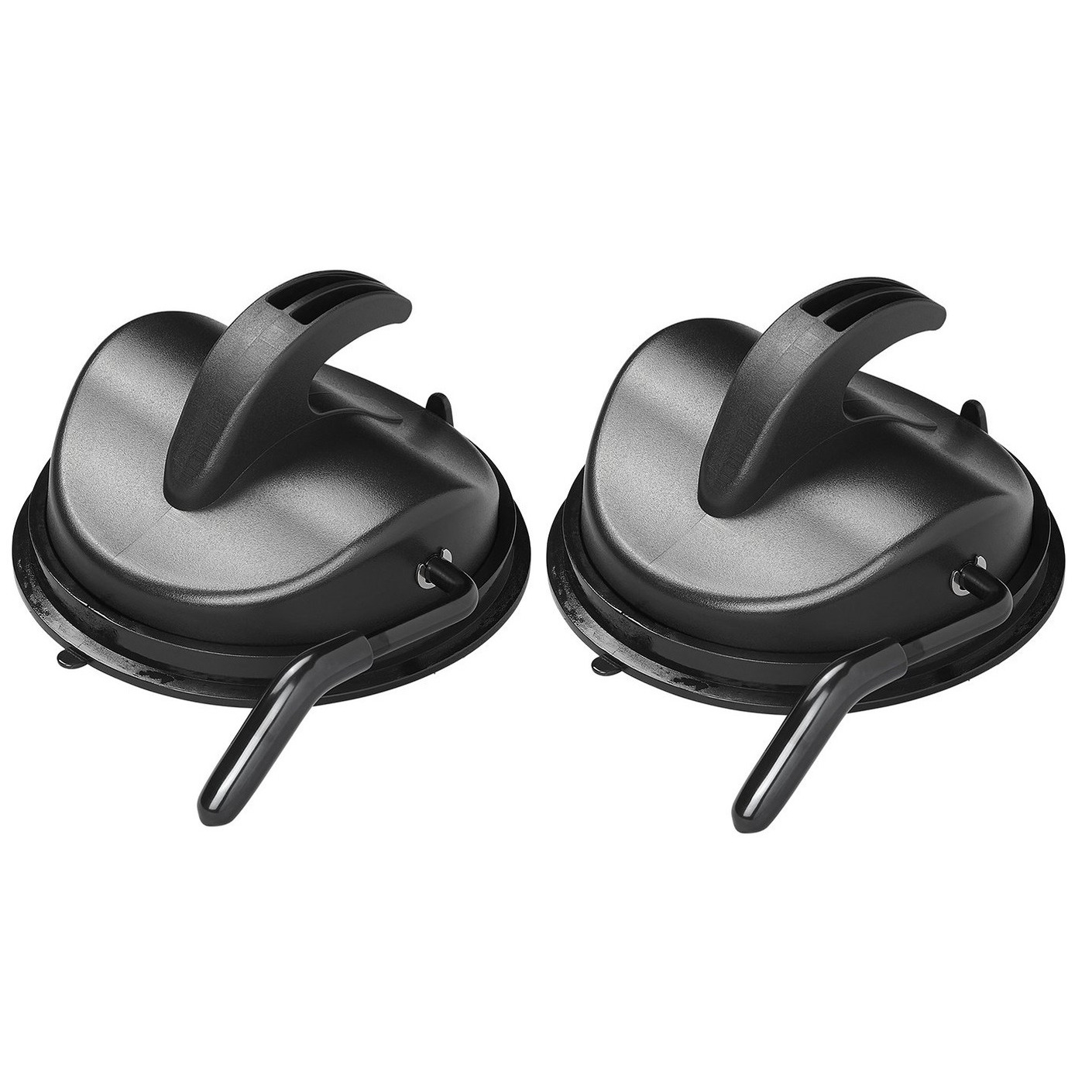 Set van 2x stuks ophanghaak met zuignap zwart 12 cm -