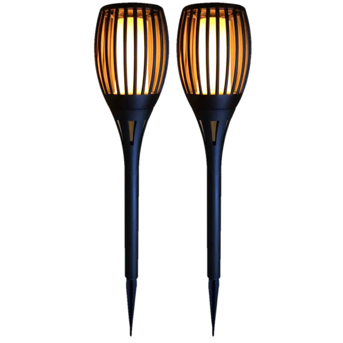 Set van 4x stuks solar tuinlampen/fakkels met vlameffect op zonne-energie 78 cm -
