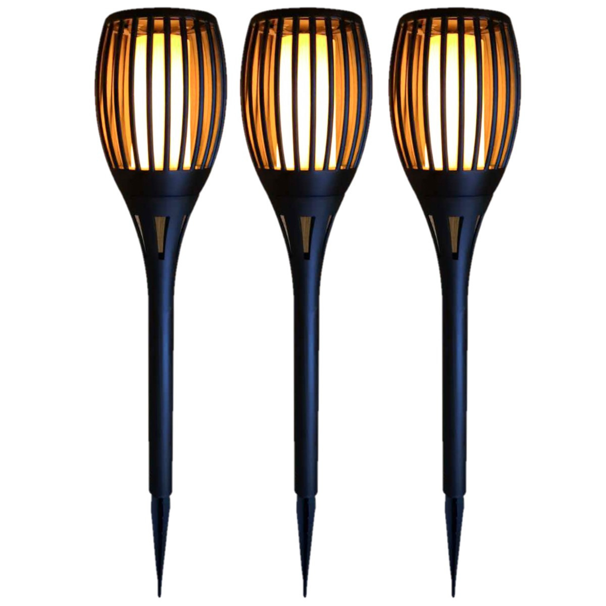 Set van 4x stuks solar tuinlampen/fakkels met vlameffect op zonne-energie 58 cm -