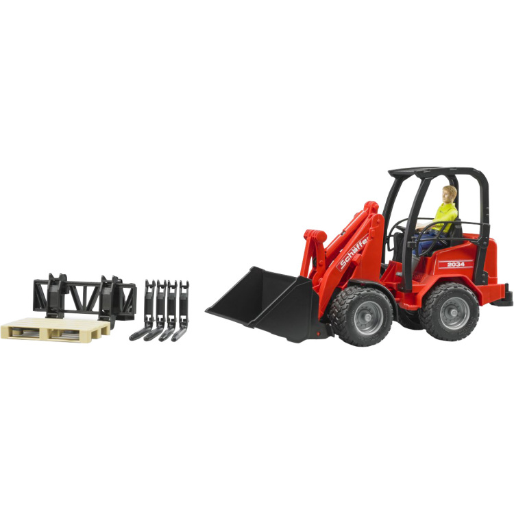 bruder Schäffer 2034 wiellader met figuur en accessoires modelvoertuig 02191