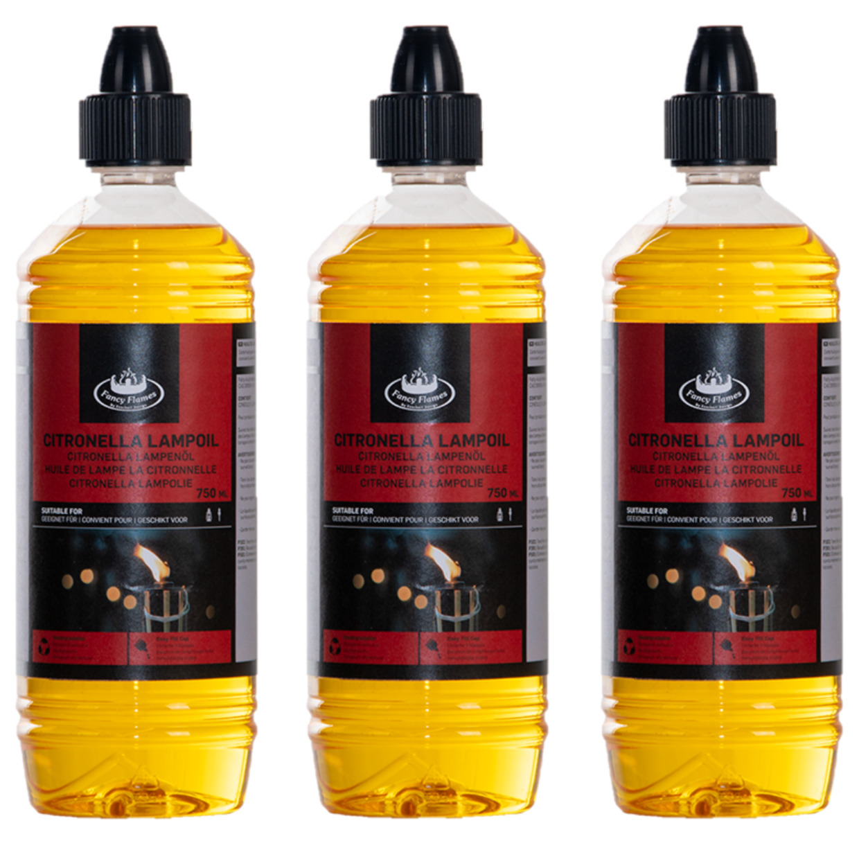 Bio citronella lampenolie/fakkelolie - 3x - 750 ml - citrusgeur -