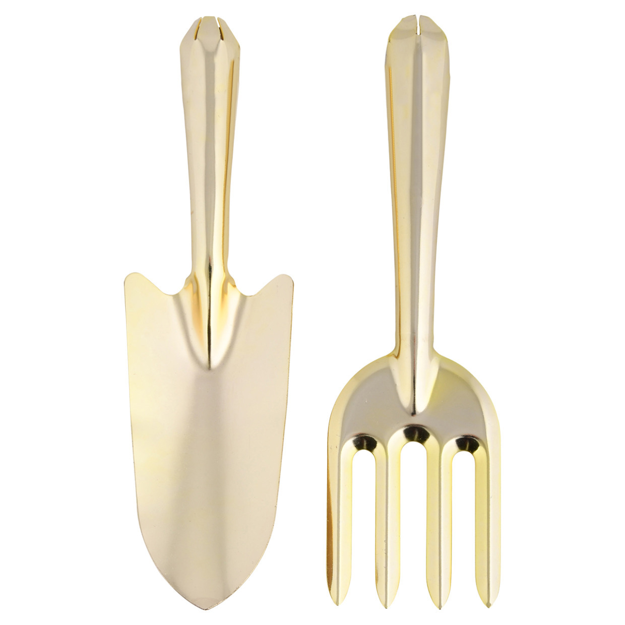 Gouden tuinschep/plantenschep en handhark metaal 27 cm -