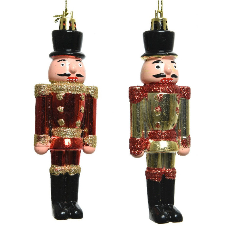 6x Kerstboomhangers notenkrakers poppetjes/soldaten goud 9 cm -