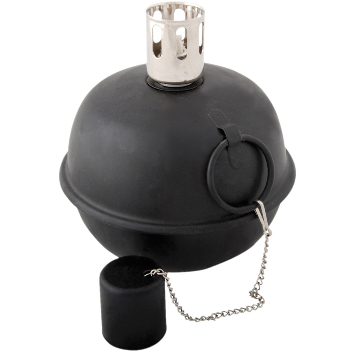 Tuimeltoorts/olielamp zwart metaal 14 x 15 cm -