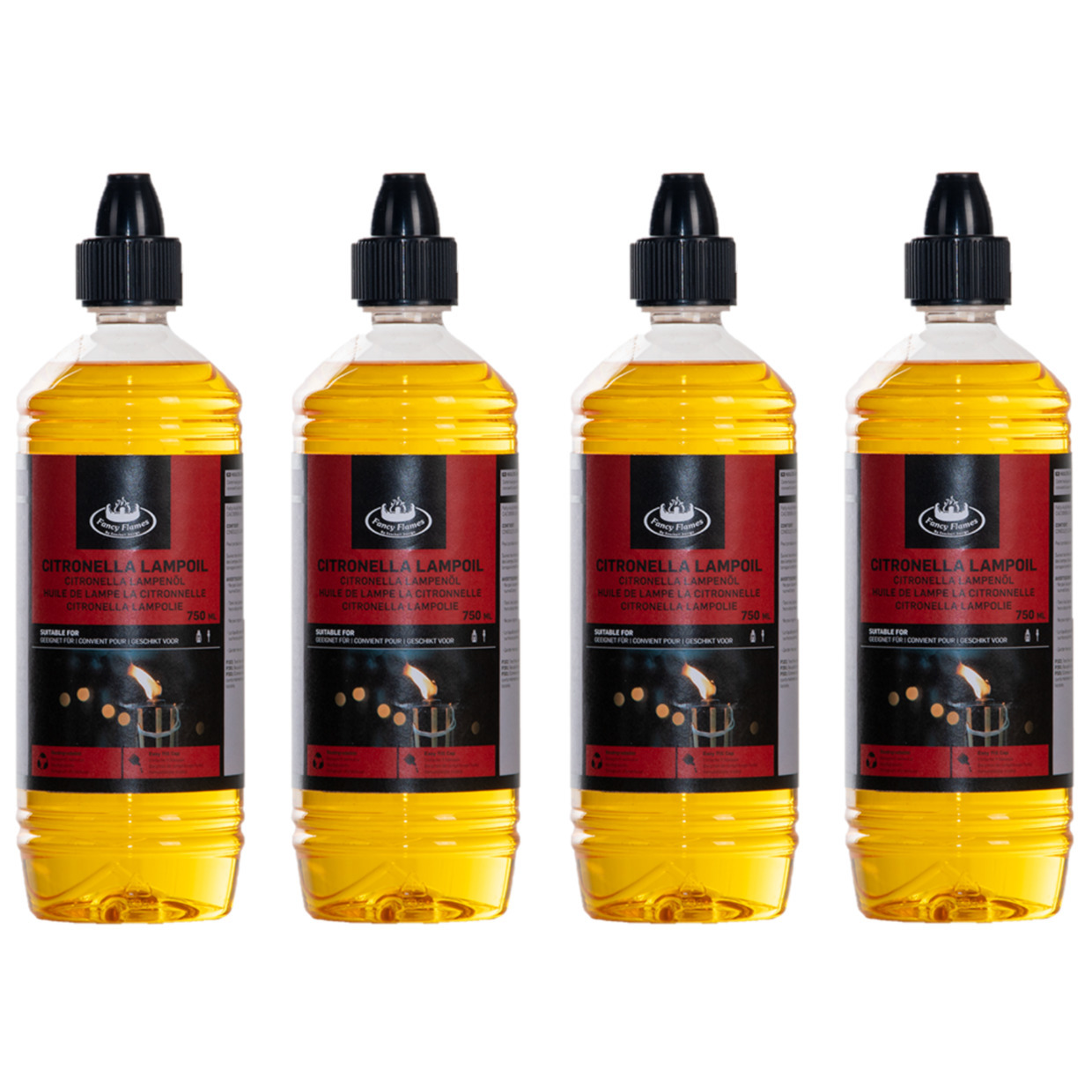 Bio citronella lampenolie/fakkelolie - 4x - 750 ml - citrusgeur -