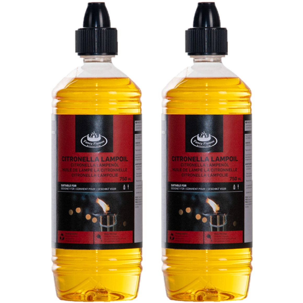 Bio citronella lampenolie/fakkelolie - 2x - 750 ml - citrusgeur -