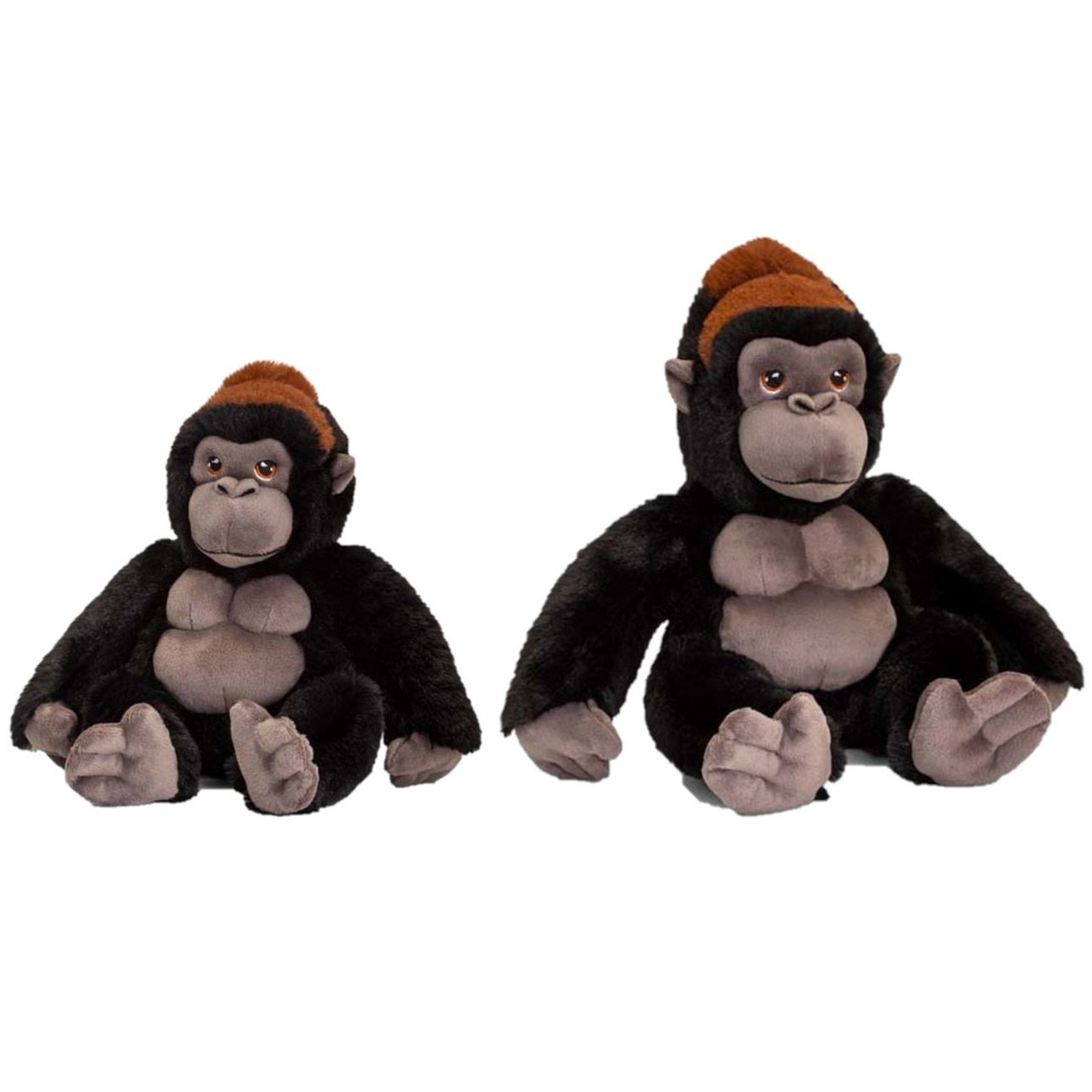 Set van 2x stuks Gorilla aap/apen knuffels 20 en 30 cm -