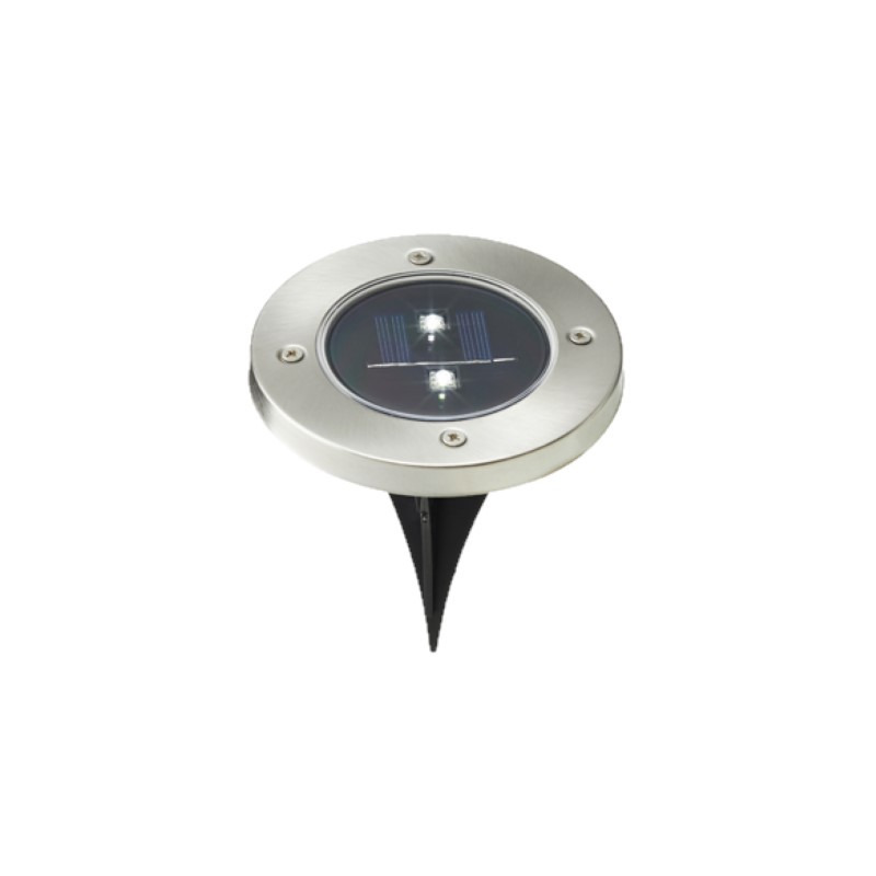 Solar tuinlamp/prikspot grondspot op zonne-energie 12 cm RVS -
