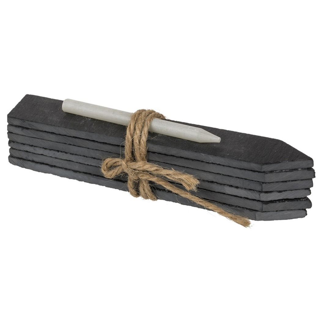Set van 6x stuks leisteen moestuin/kruidentuin/groententuin labels stekers 15 cm -