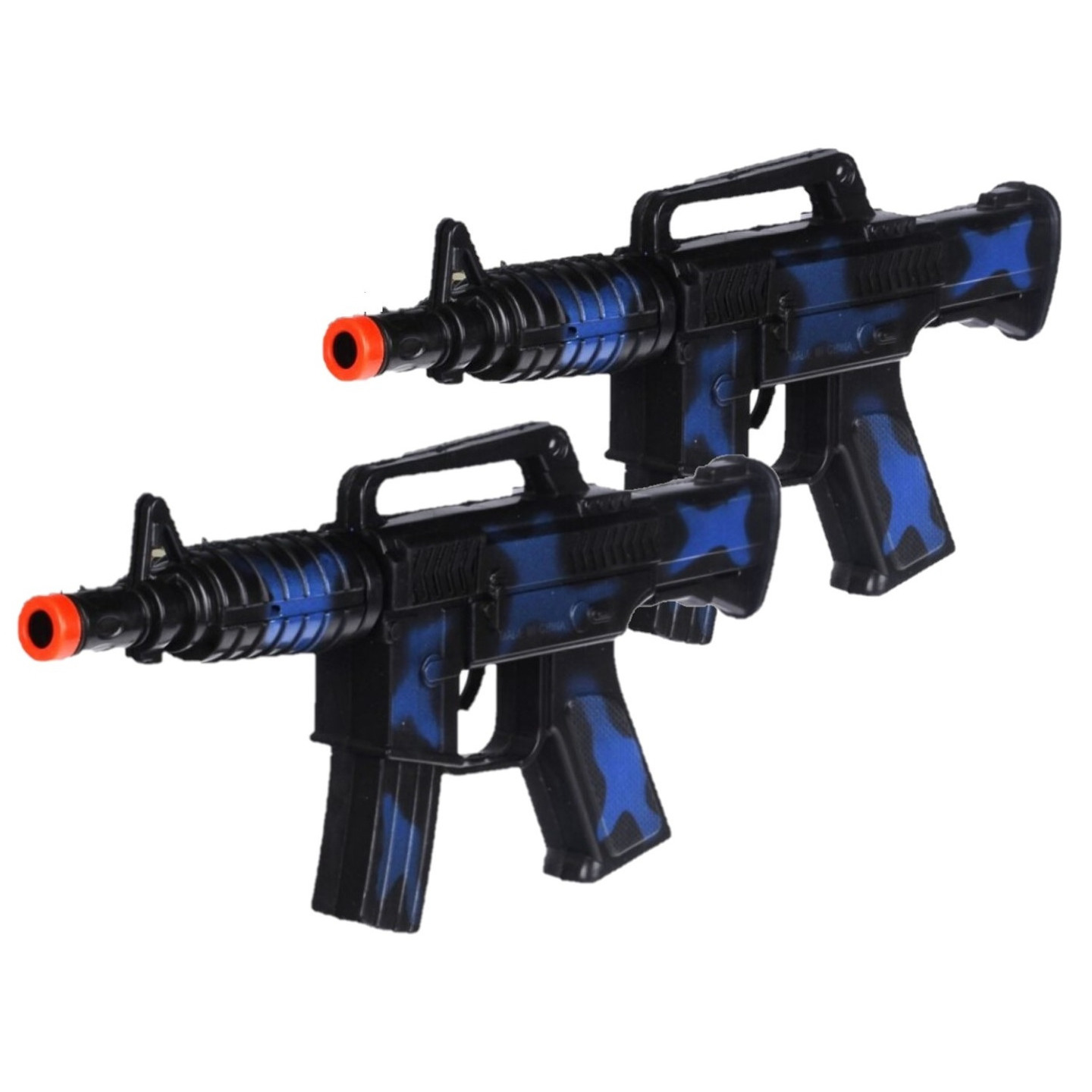 Verkleed wapen - 2x stuks - machinegeweer - 27 cm - plastic -met geluid - 27 cm - speelgoed wapen -