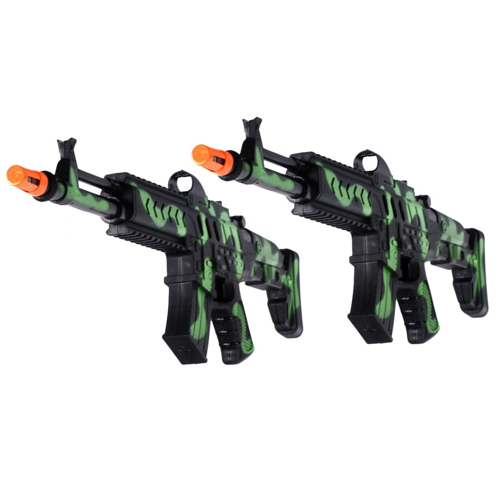 Speelgoed machinegeweer - 2x stuks - met licht en geluid - camouflage - 50 cm - speelgoed geweer -