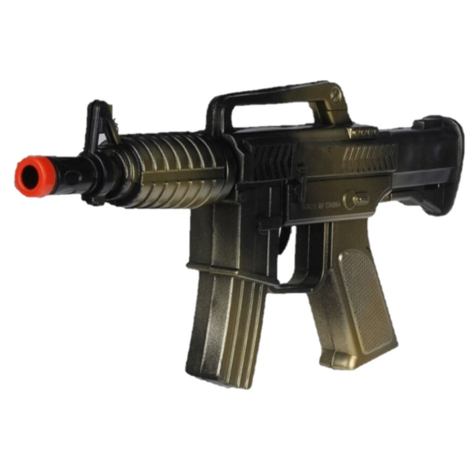 Kinder speelgoed verkleedwapen/machinegeweer soldaten/leger met geluid 27 cm -