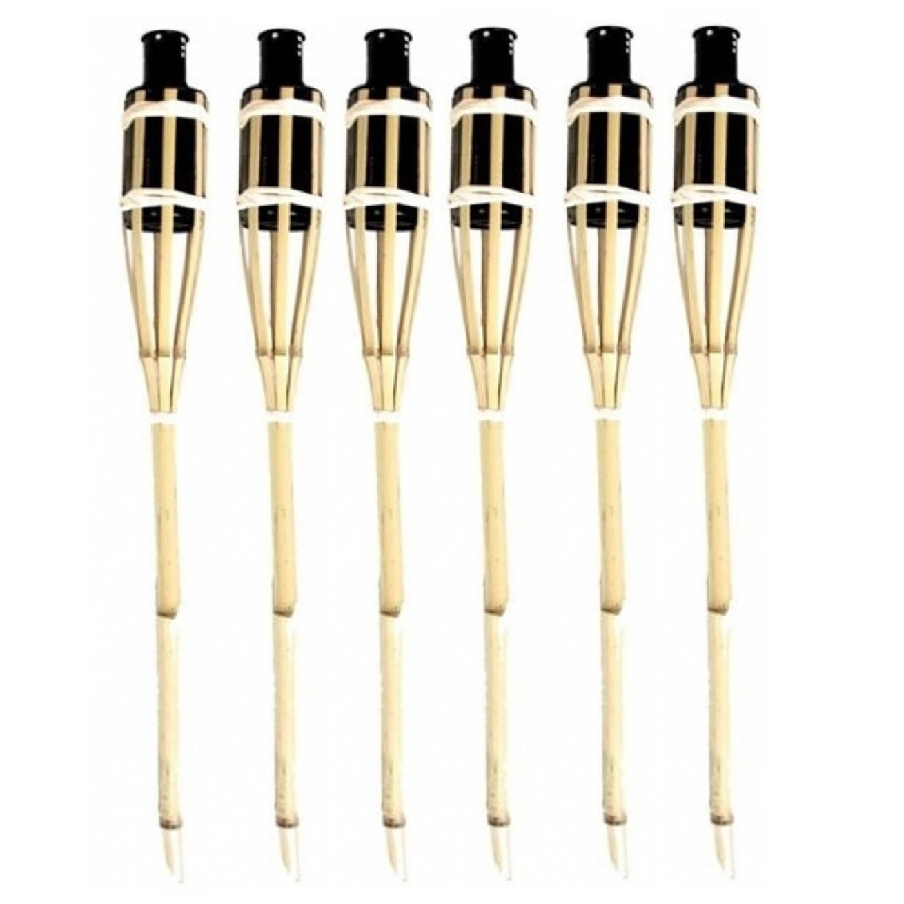 6x stuks bamboe tuinfakkels met oliehouder van 60 cm -