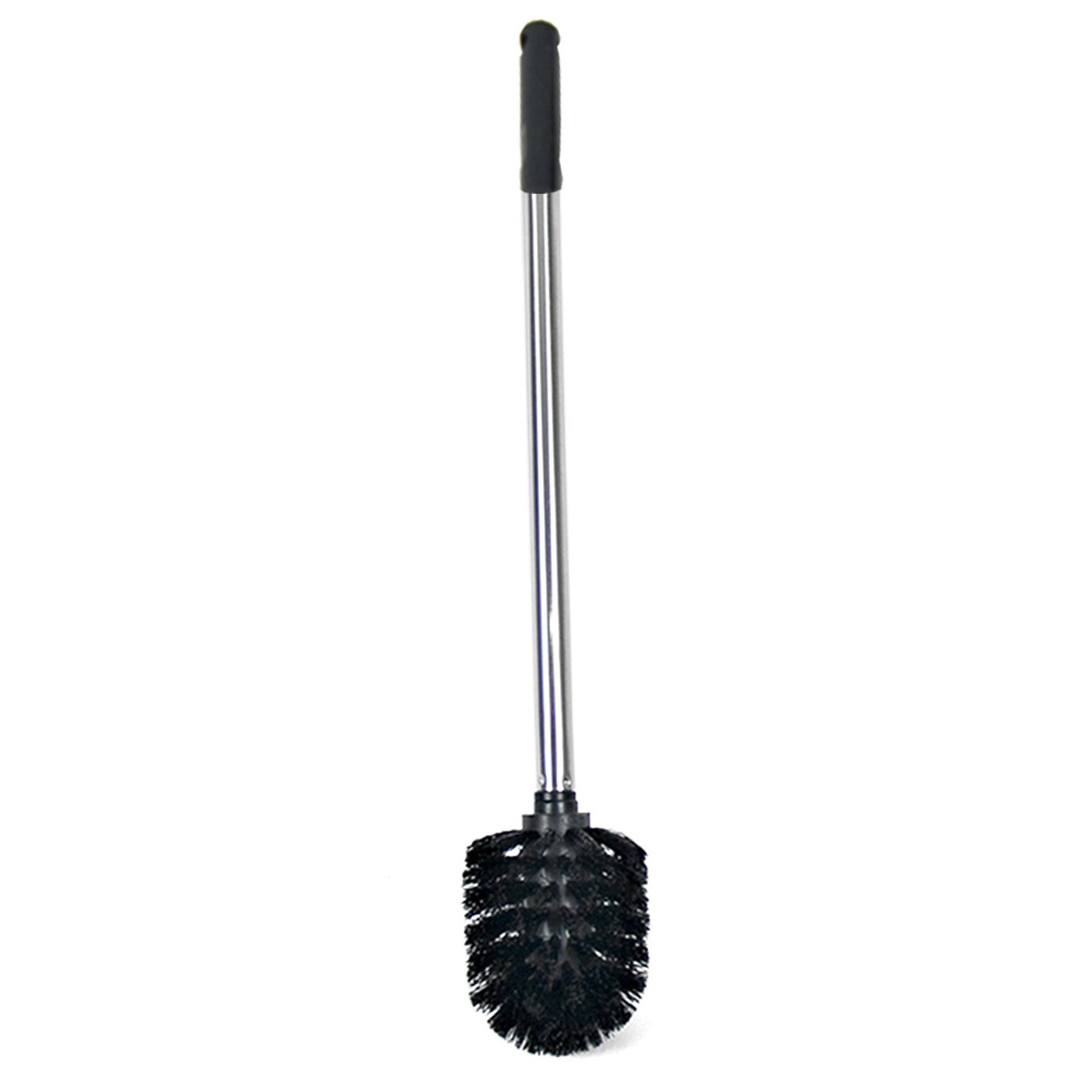Wc/toiletborstel zwart/zilver 34.5 cm van RVS -