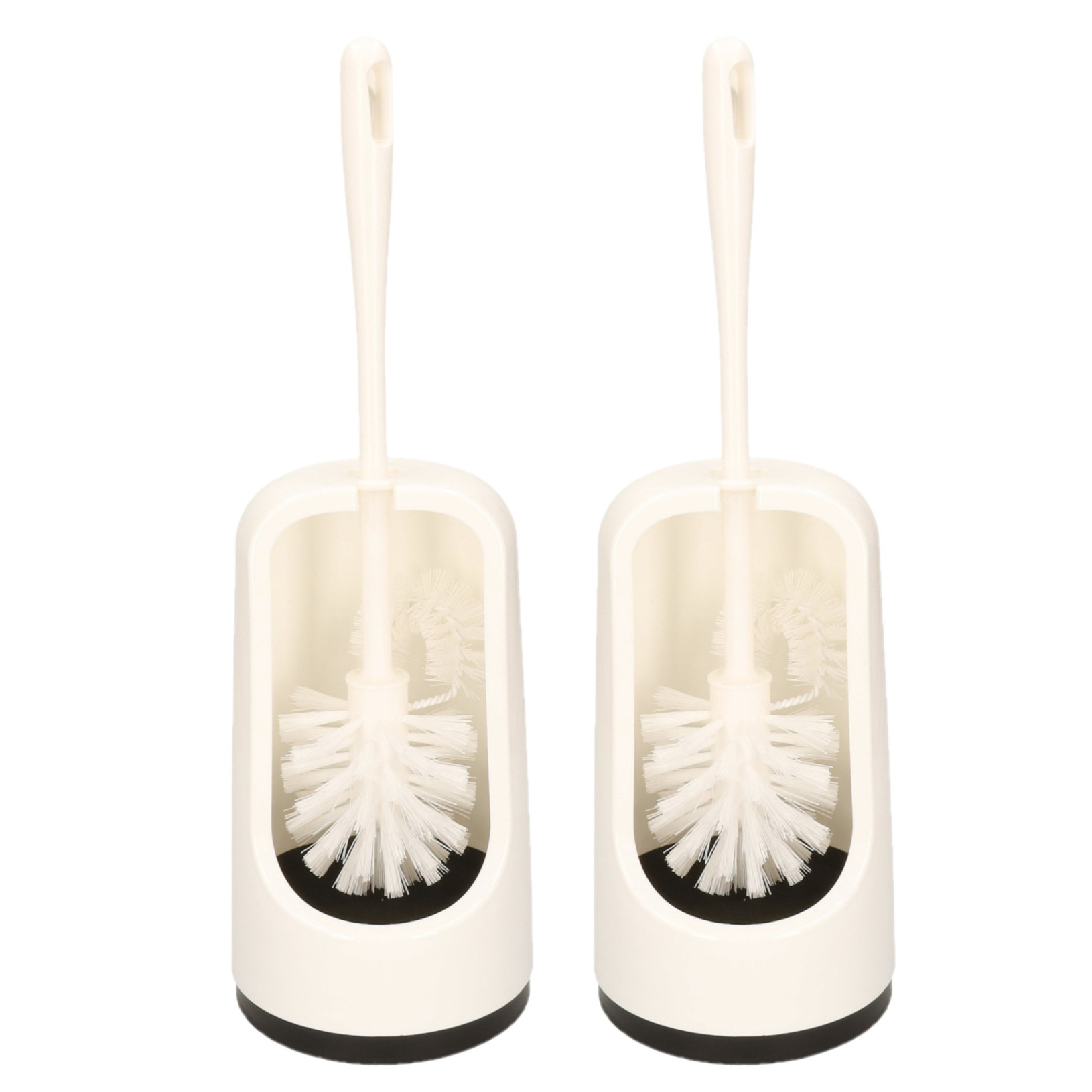 2x stuks wc-borstels/toiletborstels met randreiniger en houder wit 41 cm van kunststof -