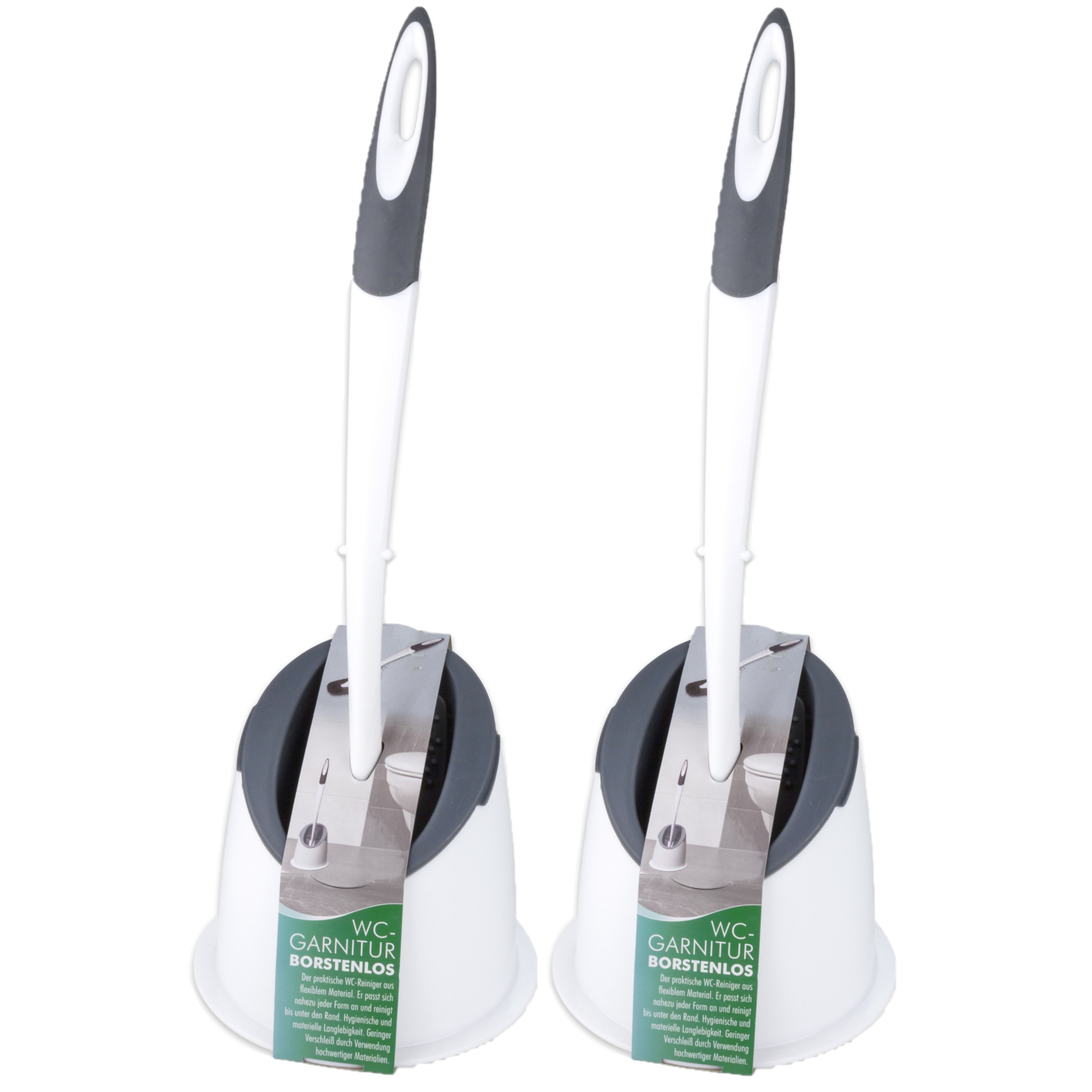 2x stuks hygienische wc-borstel/toiletborstel inclusief houder grijs/wit 41 cm van rubber -