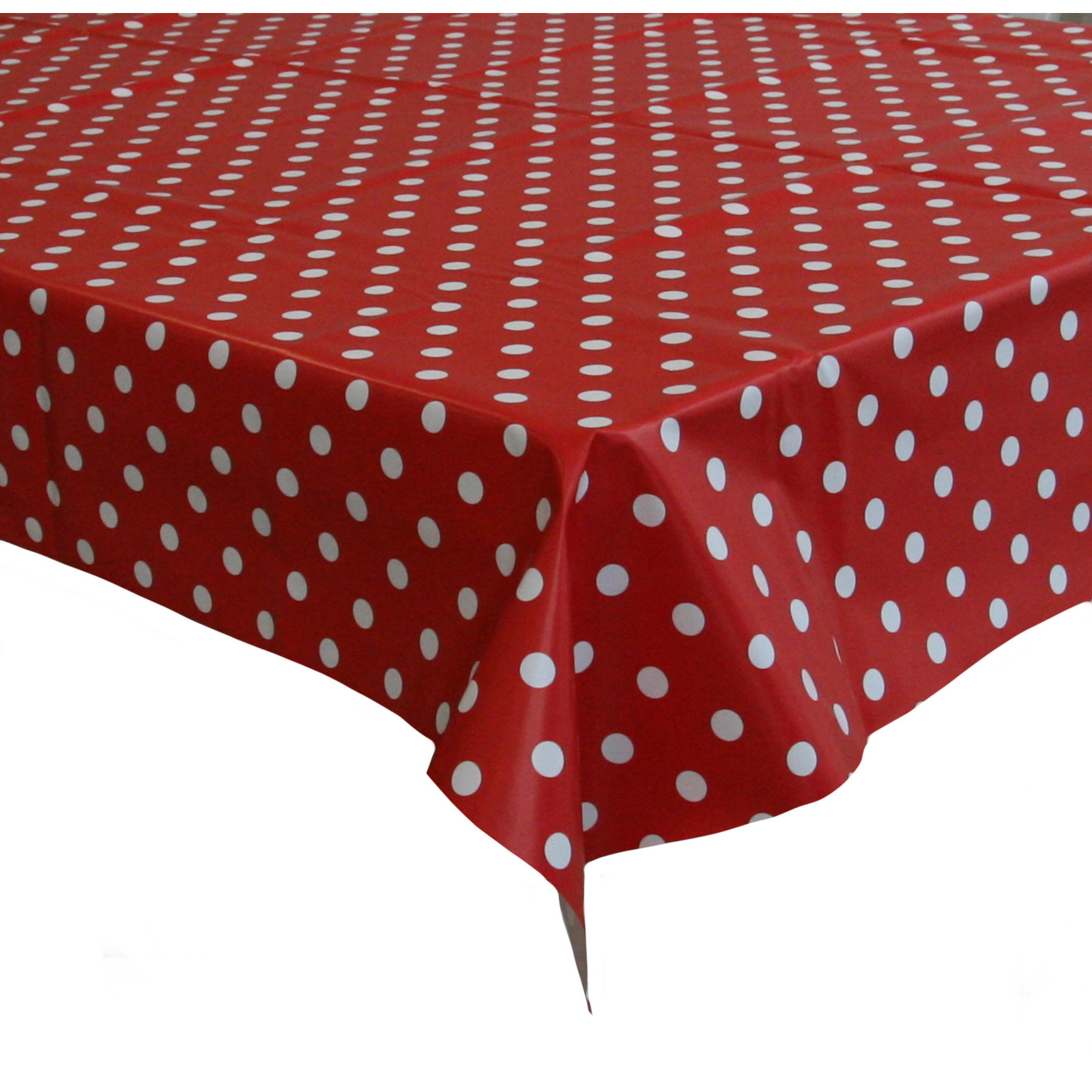 Tafelzeil/tafelkleed rood met witte stippen 140 x 220 cm -