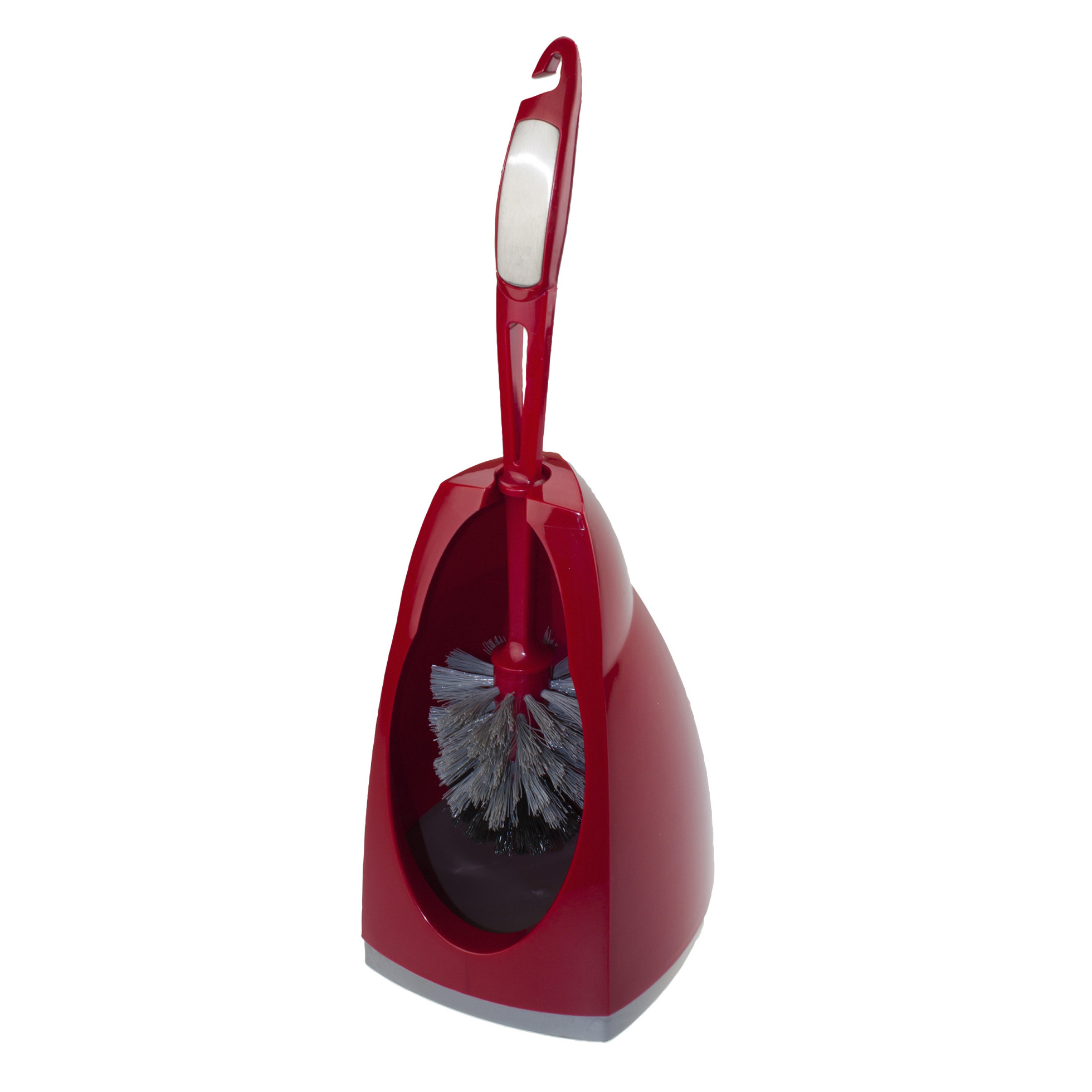Wc-borstel/toiletborstel met houder - rood/grijs - 41.5 cm - kunststof - Toiletgarnituur -