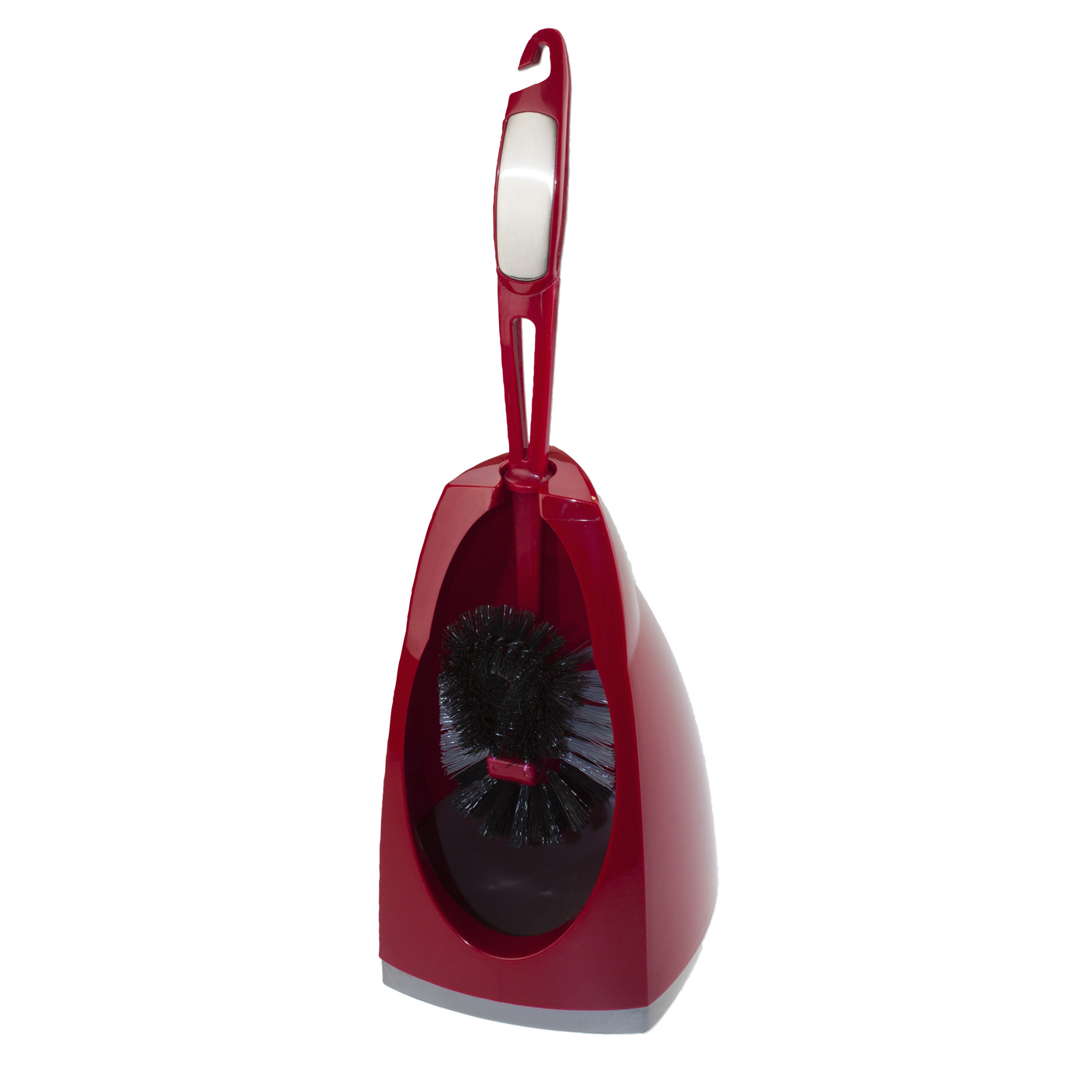 Wc-borstel/toiletborstel met randreiniger en houder rood 41.5 cm van kunststof/RVS -