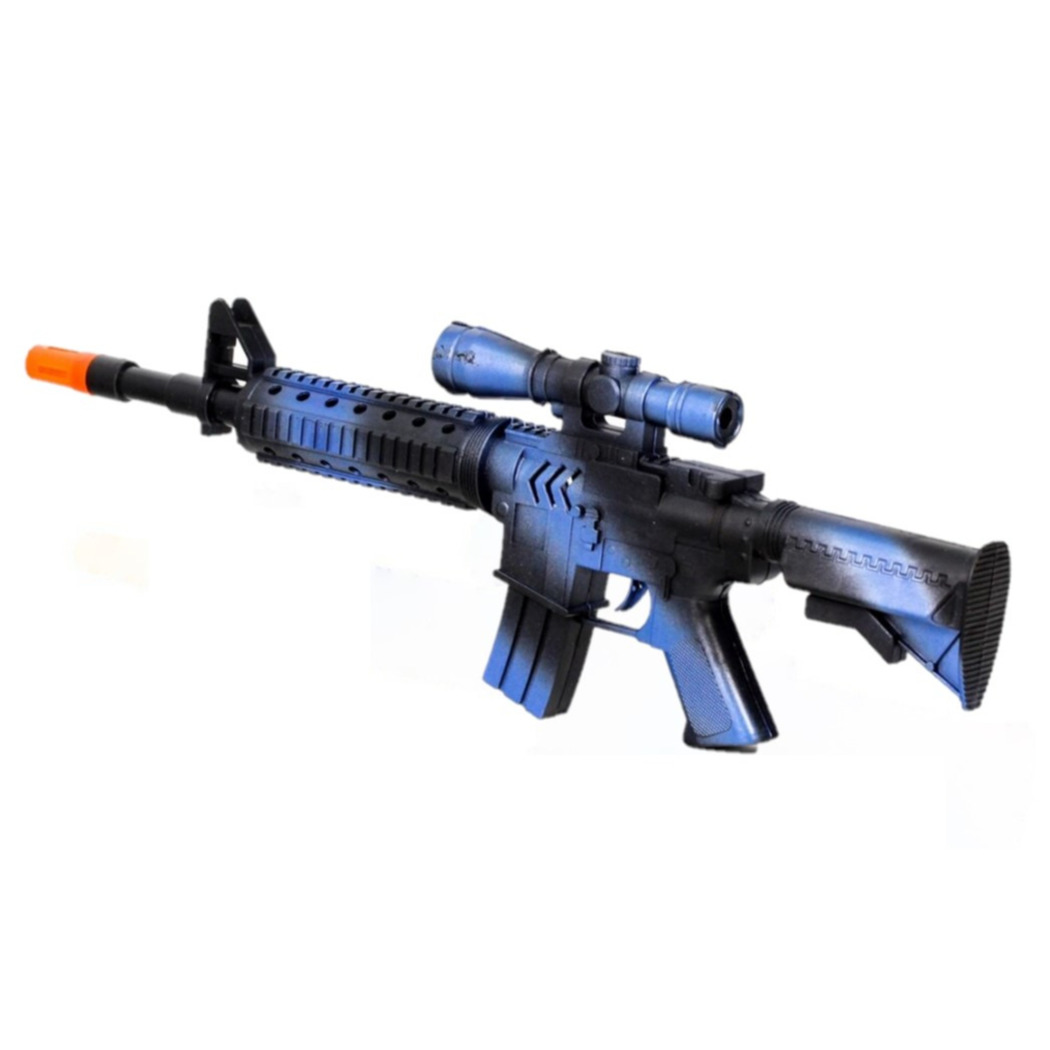 Kinder speelgoed verkleedwapen/machinegeweer soldaten/leger met geluid 39 cm -