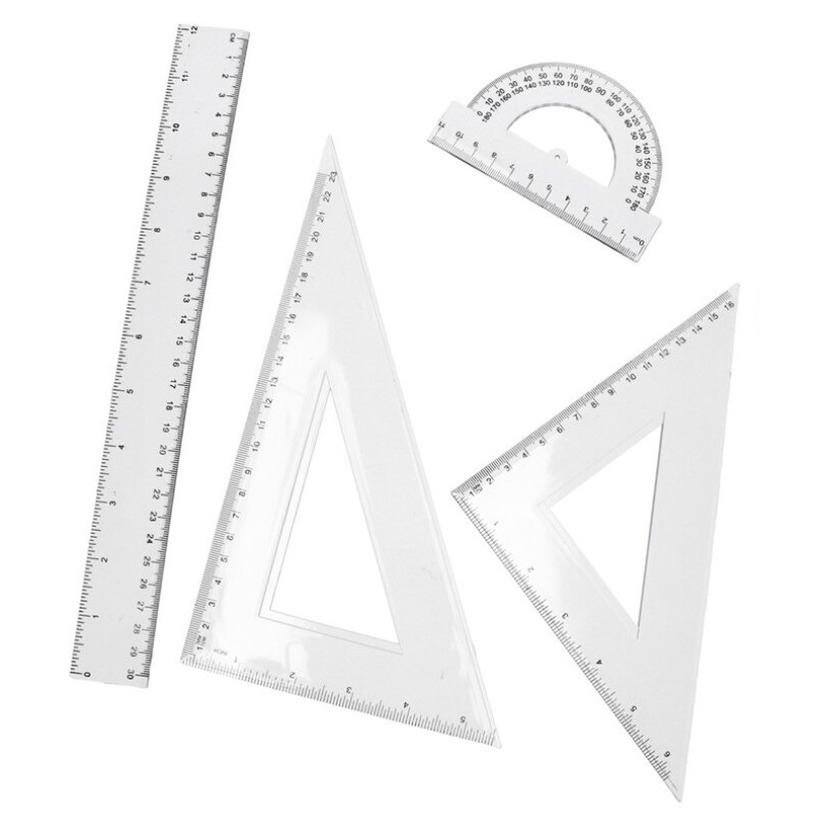 School/wiskunde linialen set 4 delig extra dik -