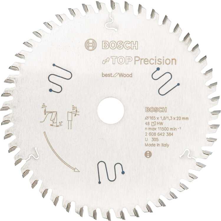 Bosch Cirkelzaagblad Top Precision - Best for Wood, 165 mm zaagblad
