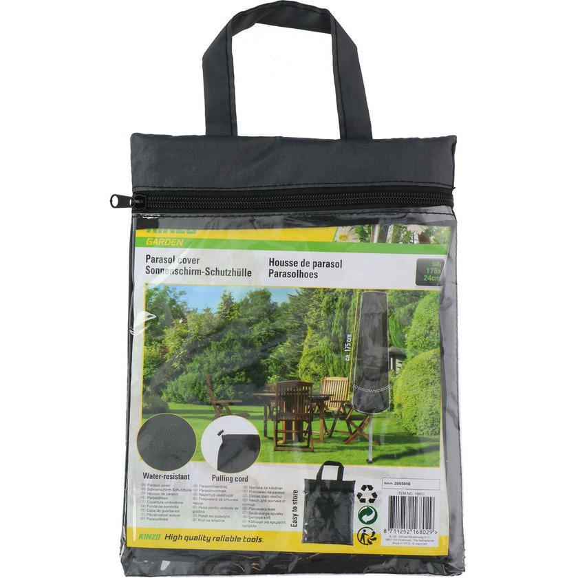 Set van 2x stuks rechte parasol afdekhoezen/beschermhoezen zwart 22,5 x 175 cm -