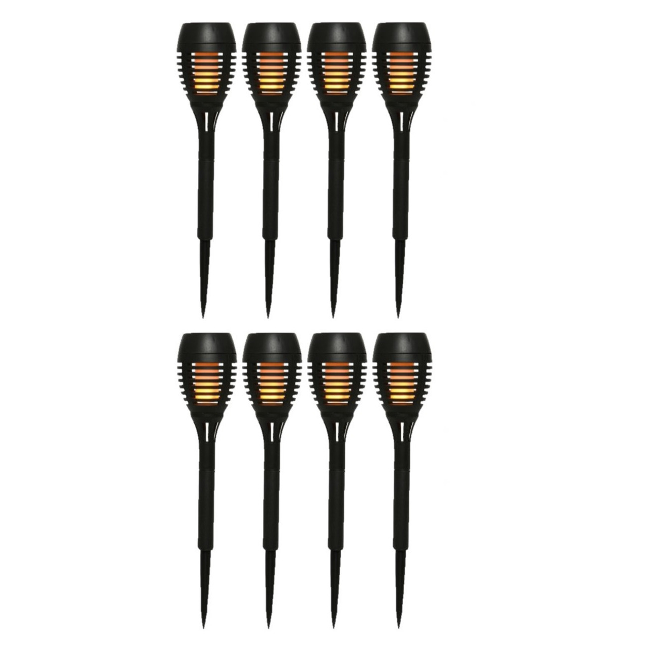 Set van 8x stuks solar tuinfakkels/tuinlampen vlam effect op zonne-energie 27 cm -