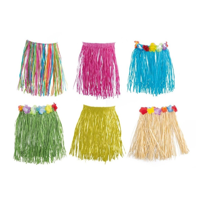 2x stuks hawaii verkleed rokje zand kleur rafia 42 cm One size -