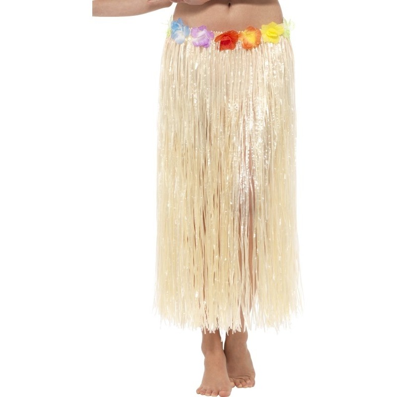 2x stuks lange Hawaii partydames verkleed rok met gekleurde bloemen One size -