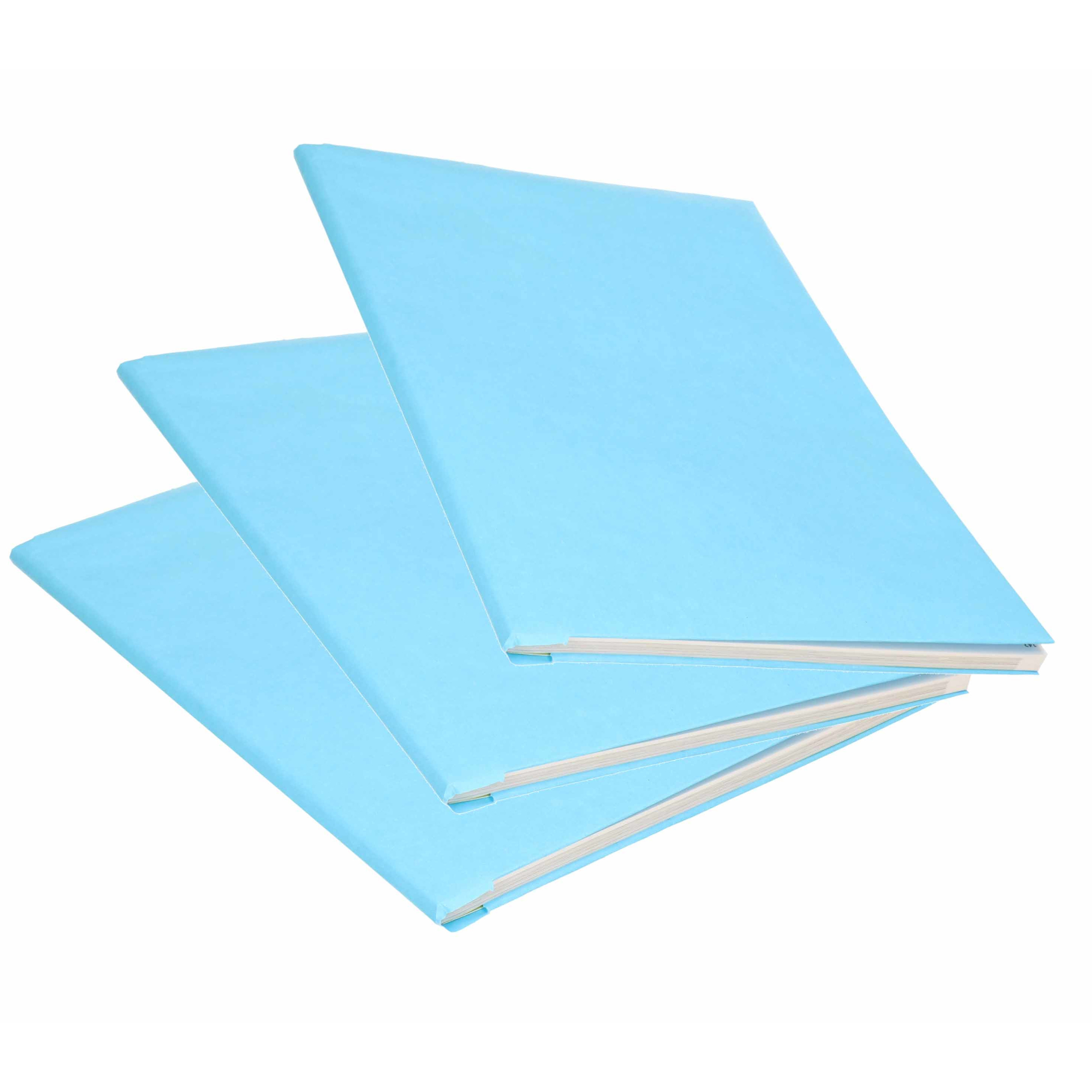 3x Rol kraft kaftpapier lichtblauw 200 x 70 cm -