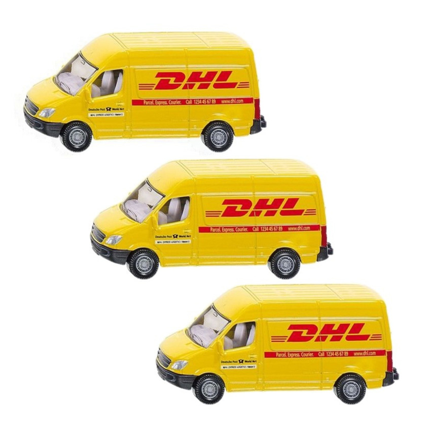 3x stuks siku DHL bezorg busje modelauto 8 cm -