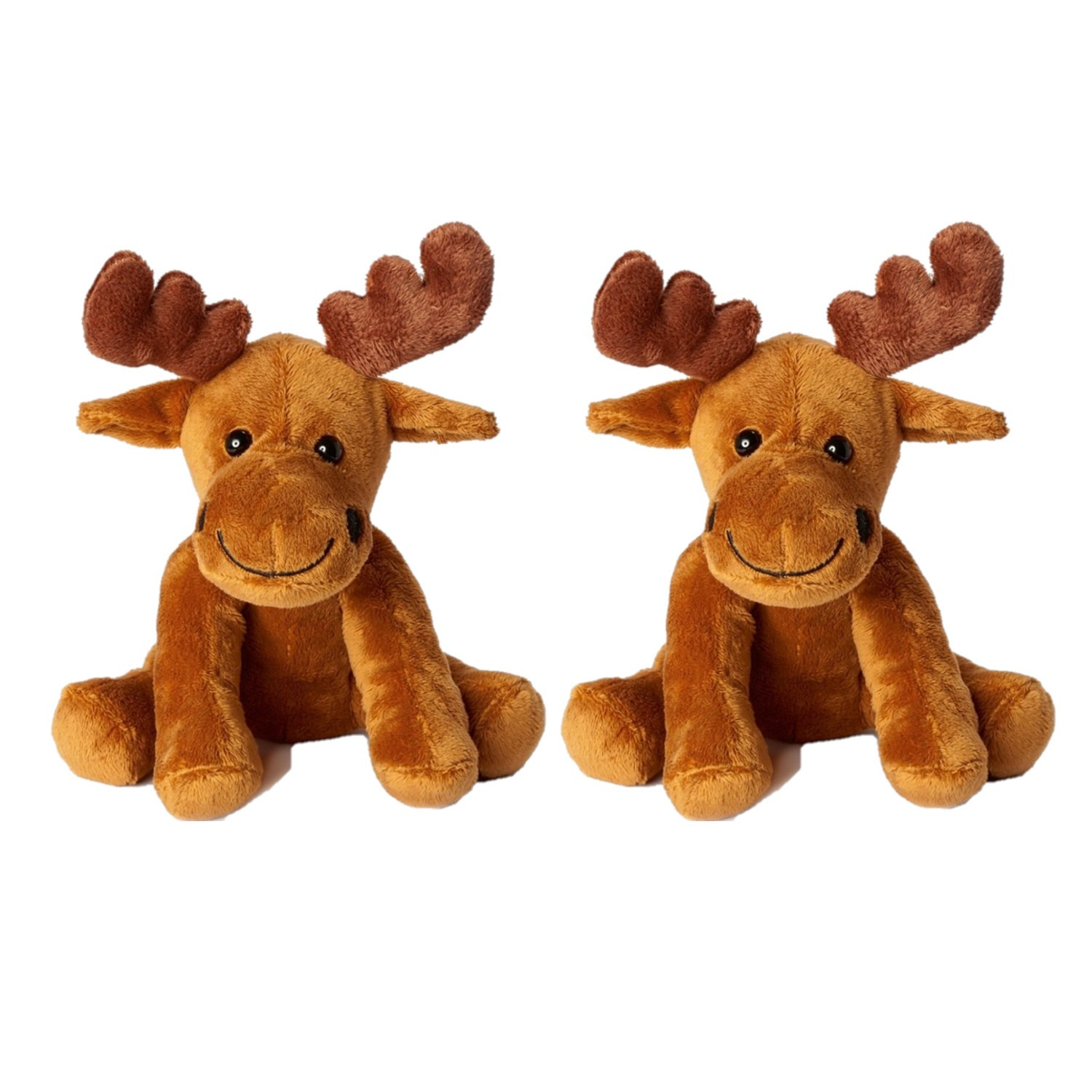 2x stuks pluche bruine eland knuffel 20 cm speelgoed -