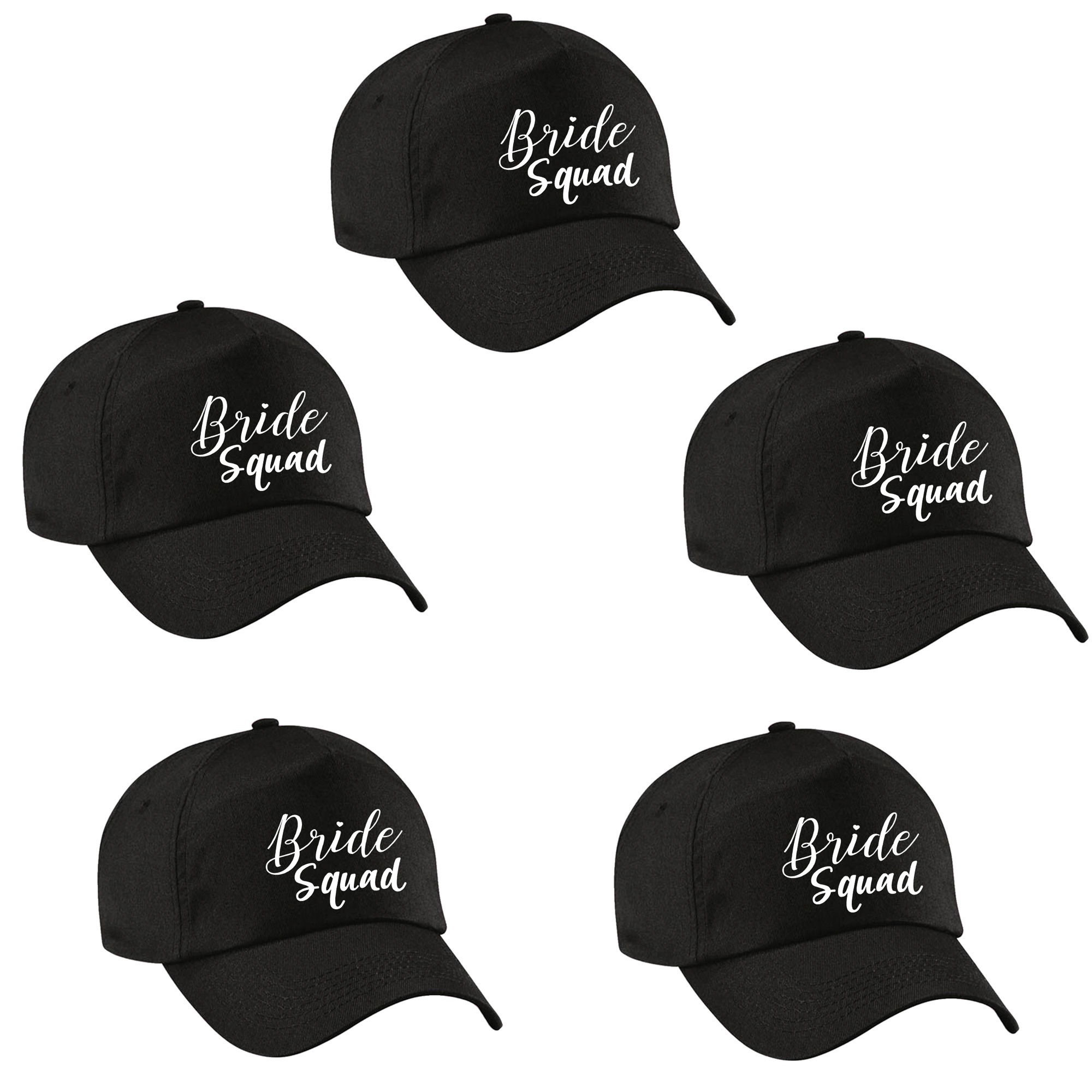 4x Zwart vrijgezellenfeest petje Bride Squad sierlijk dames -