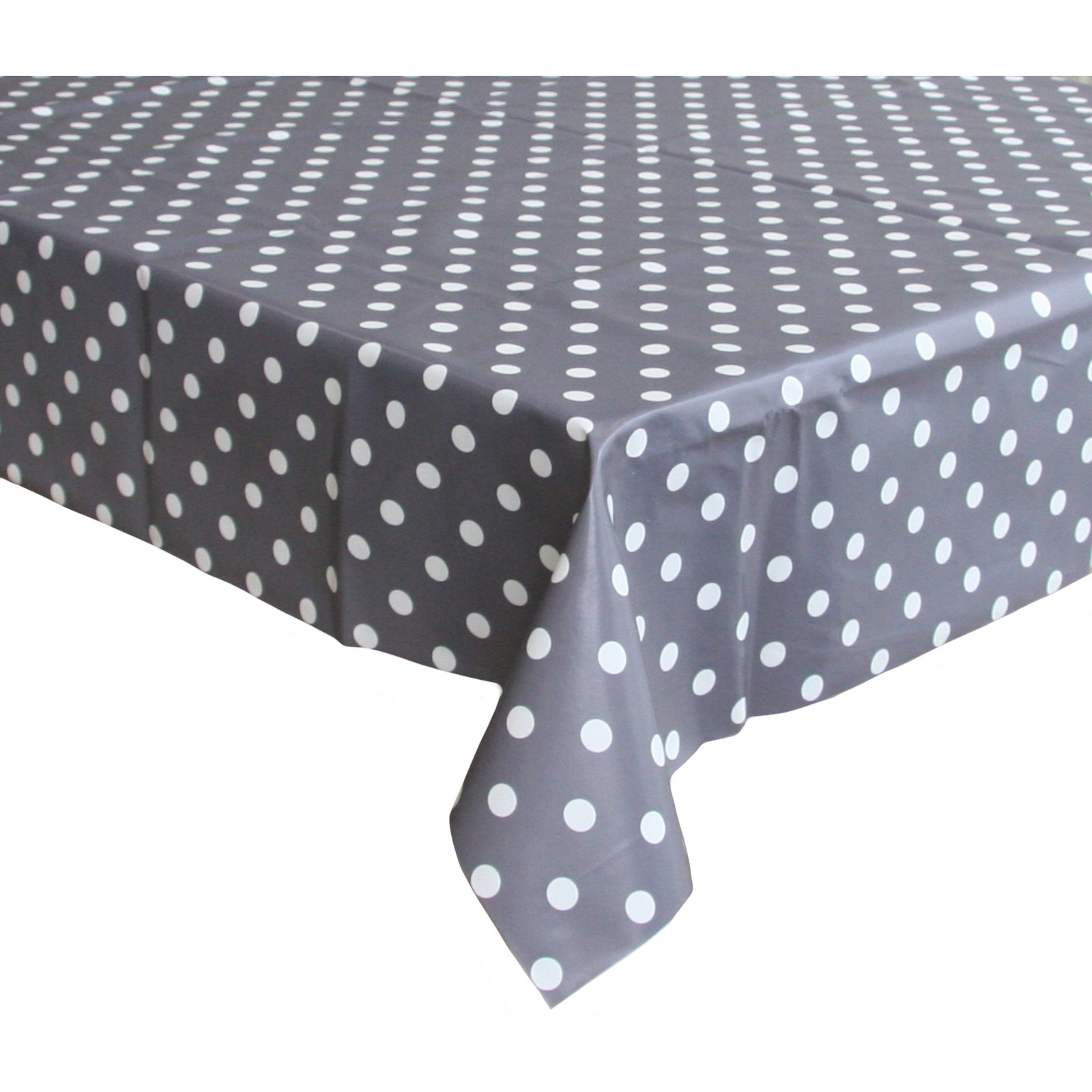 Tafelzeil/tafelkleed grijs met witte stippen 140 x 220 cm -
