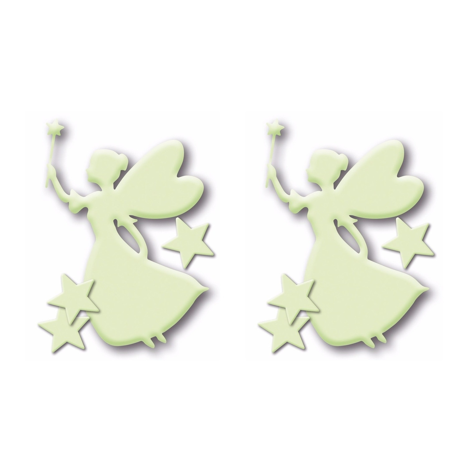 2x stuks glow in the dark stickers elfje met sterren 4x stuks -