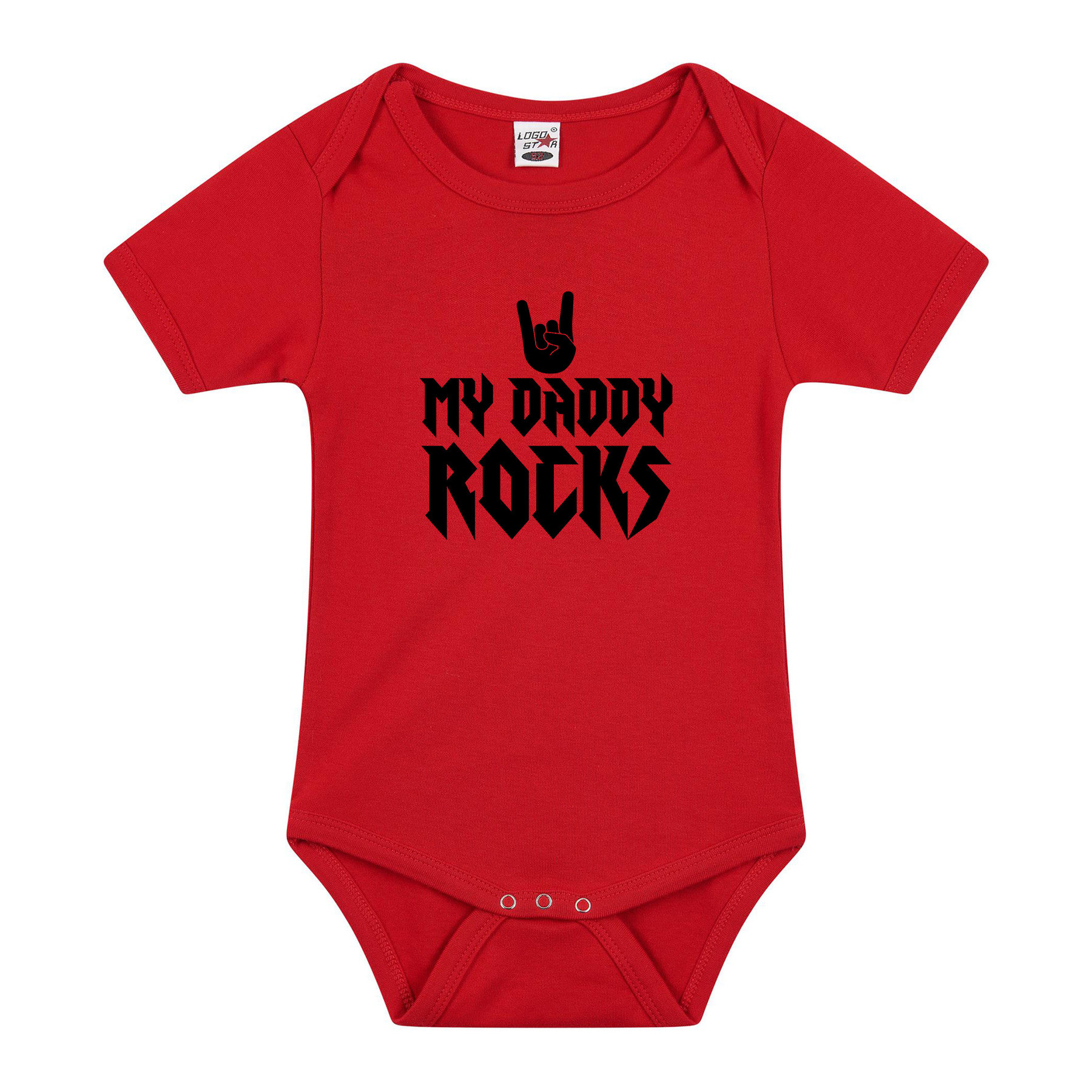 Daddy rocks cadeau baby rompertje rood jongen/meisje 80 (9-12 maanden) -