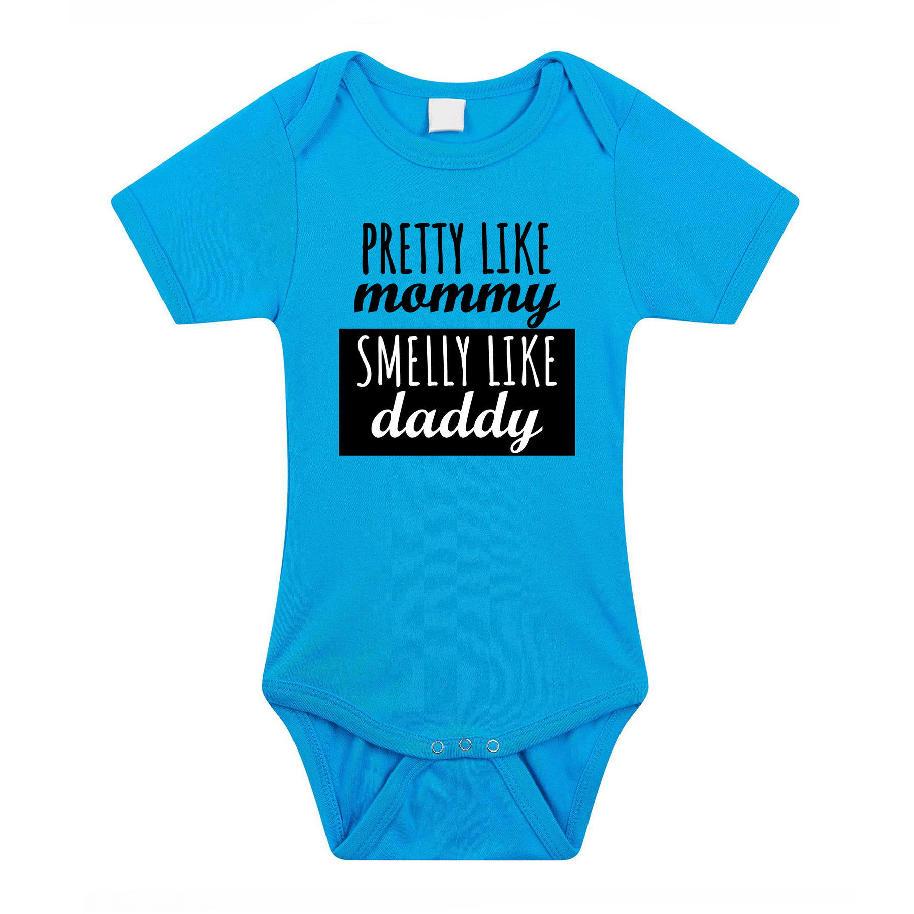 Pretty like mommy smelly like daddy cadeau baby rompertje blauw jongens 92 (18-24 maanden) -
