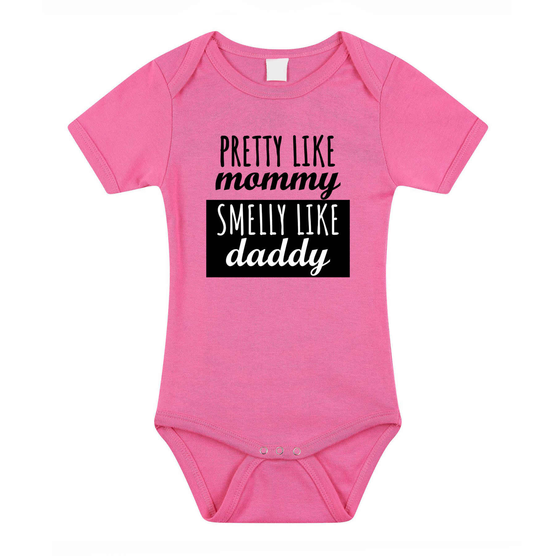 Pretty like mommy smelly like daddy cadeau baby rompertje roze meisjes 80 (9-12 maanden) -