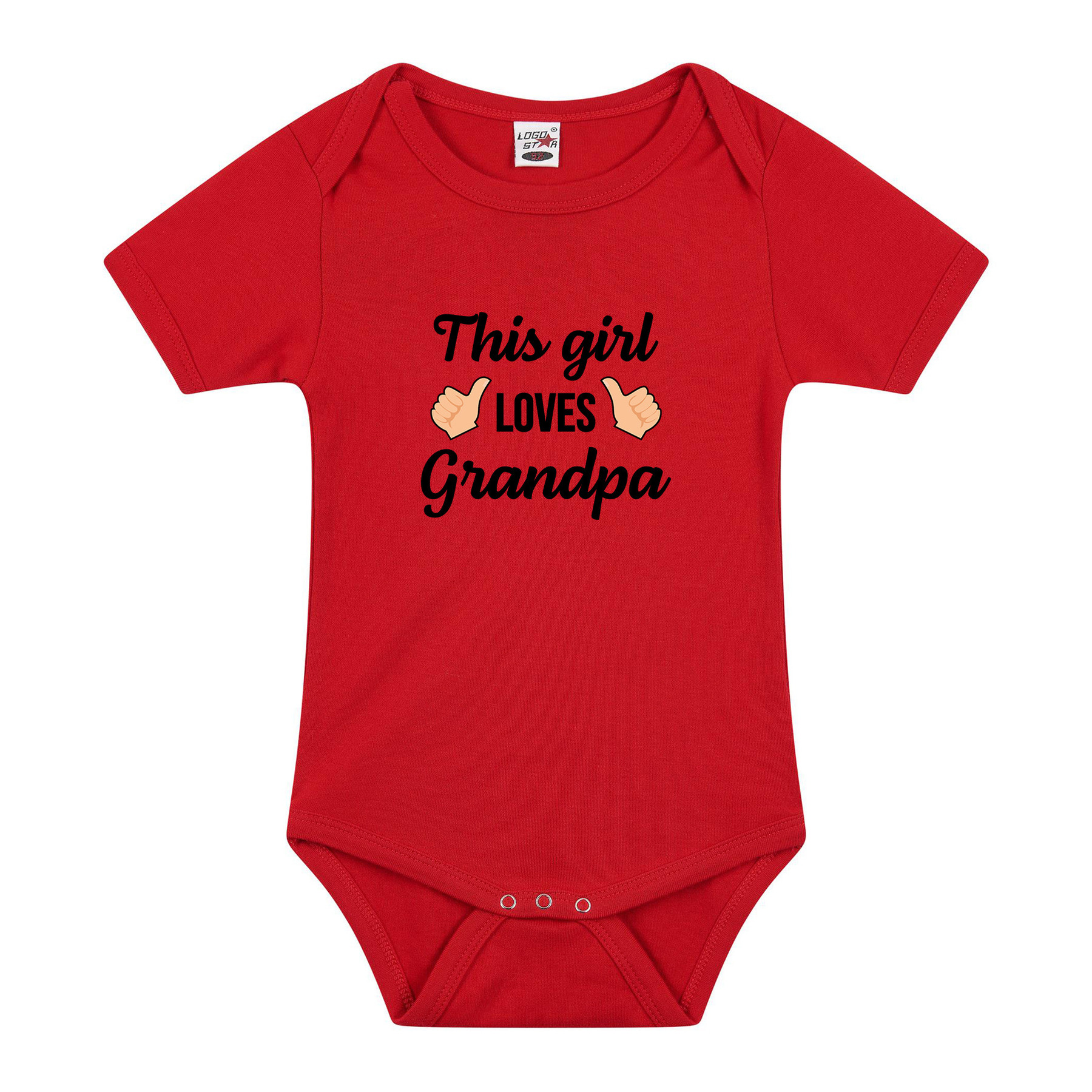 This girl loves grandpa cadeau baby rompertje rood meisjes 80 (9-12 maanden) -