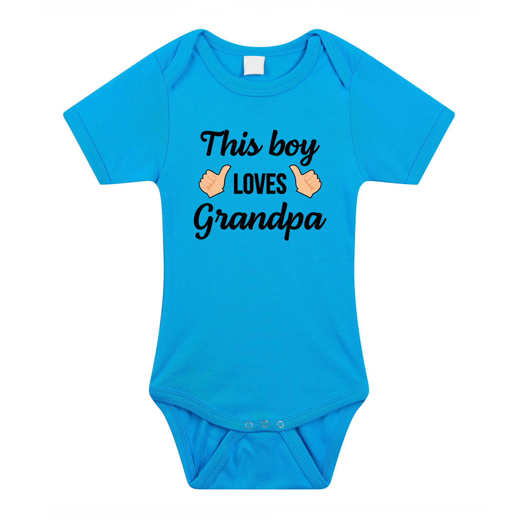 This boy loves grandpa cadeau baby rompertje blauw jongens 56 (1-2 maanden) -