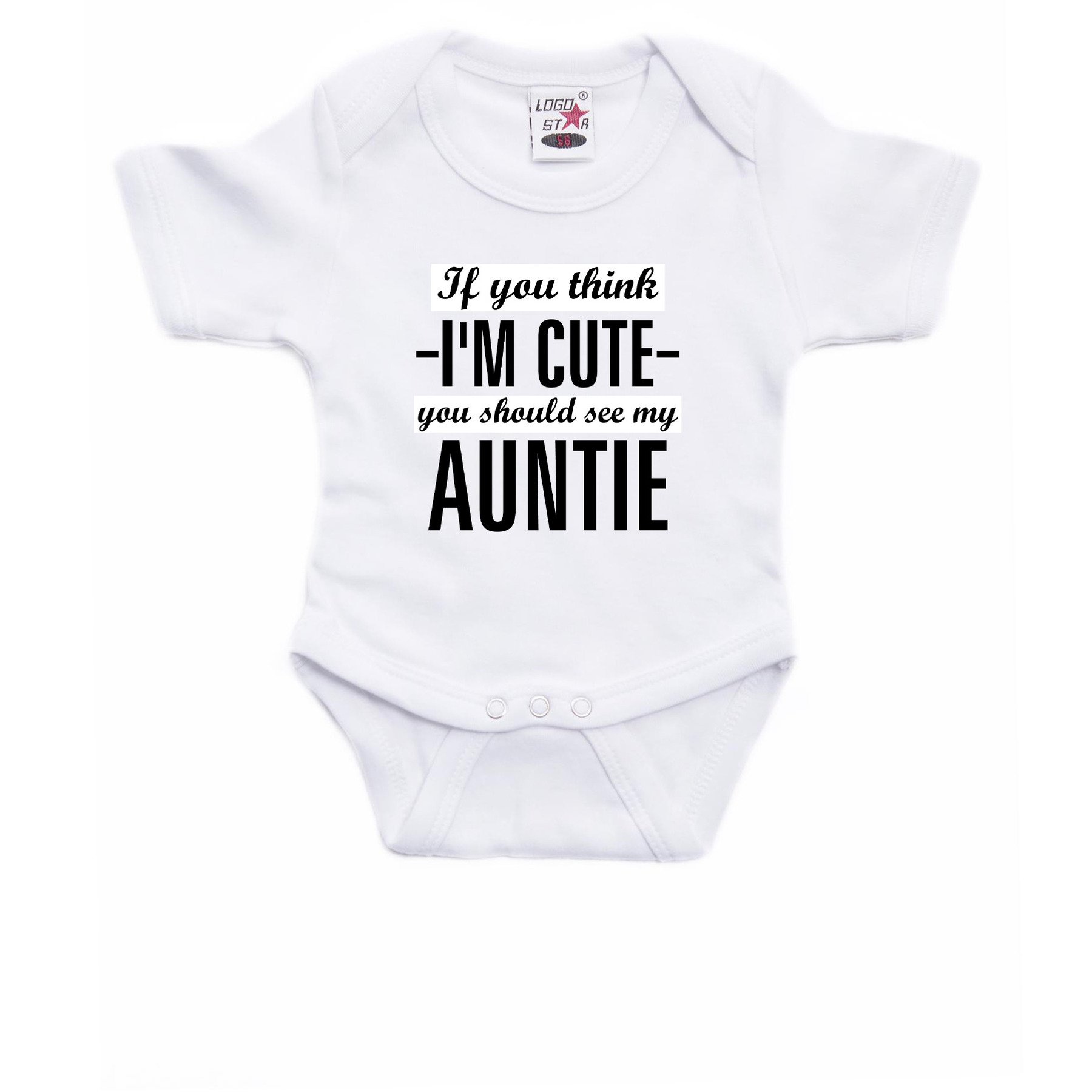 You think I am cute see my auntie cadeau baby tante rompertje wit jongen/meisje 56 (1-2 maanden) -