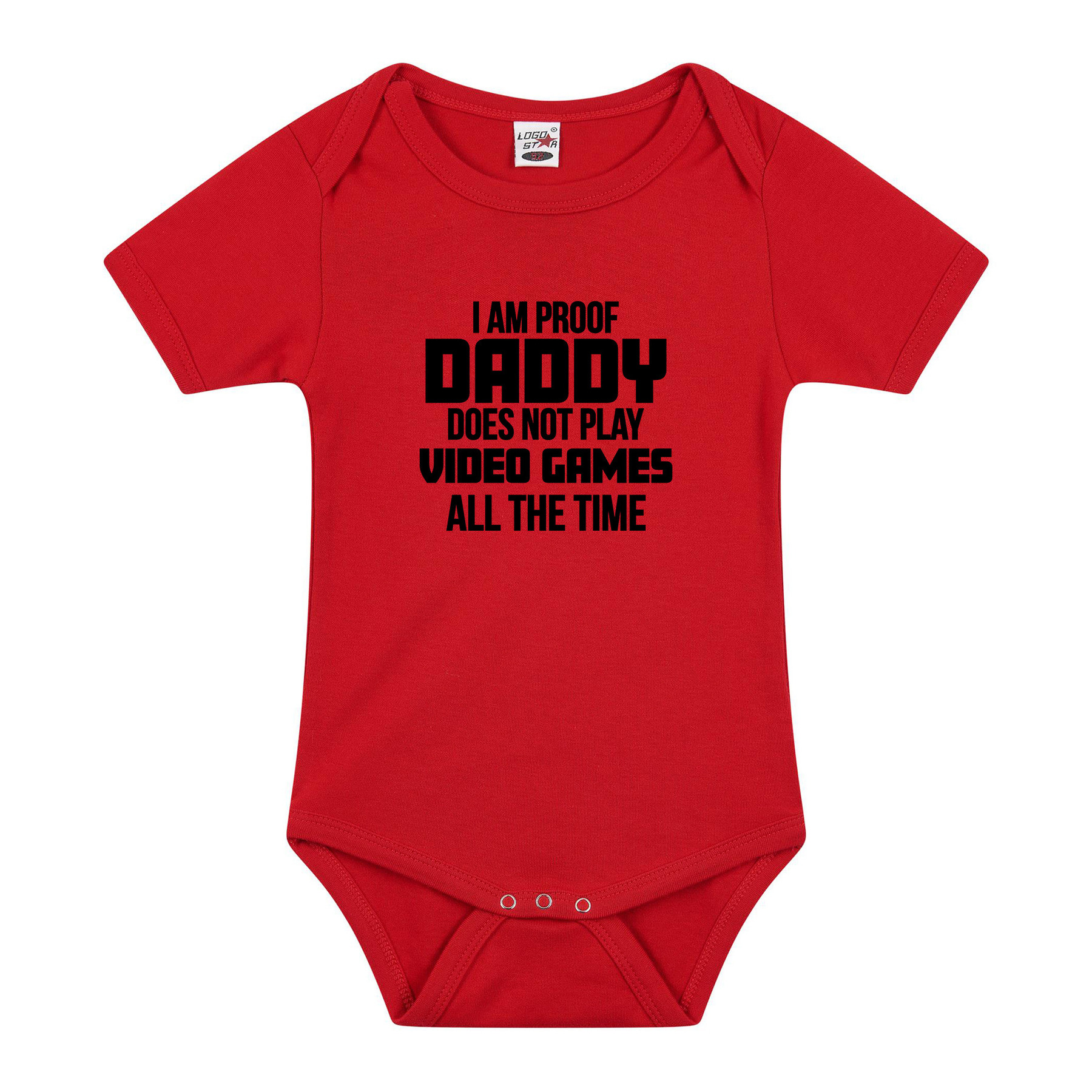 Proof daddy does not only play games cadeau baby rompertje rood jongen/meisje 68 (4-6 maanden) -
